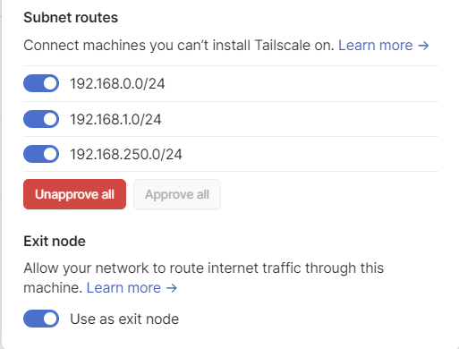 Approve subnets and Use Exit note